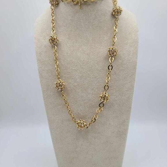 NWOT J Crew Chunky Long Crystal Gold Ball Station Necklace - Picture 12 of 12